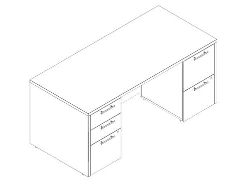 AIS Calibrate Rectangular Desk With Two Full Pedestals