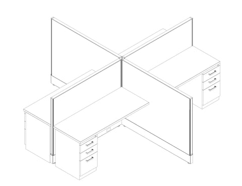 AIS Divi 5' Rectangular Top 4 Pack Workstations