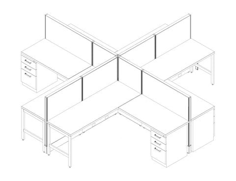 AIS Divi 6x6 53 High 4 pack Workstations