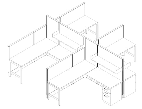 AIS Divi 6x6 66 High Spine 4 pack Workstations