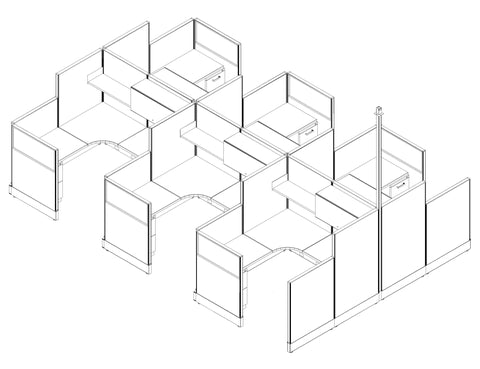 AIS Divi 6x6 66 High 4 Pack Single Row Workstations