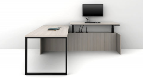 AIS O Leg Desk With Height Adjustable Return