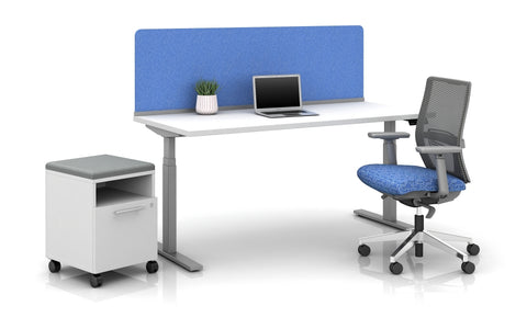 AIS Height Adjustable Desk With Mobile Pedestal And Privacy Screen