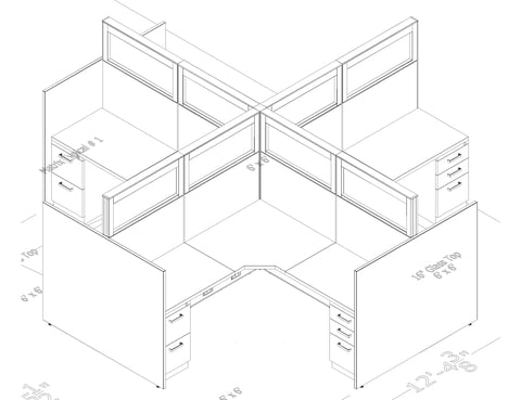 AIS Matrix 4 Pack 6x6 Workstations