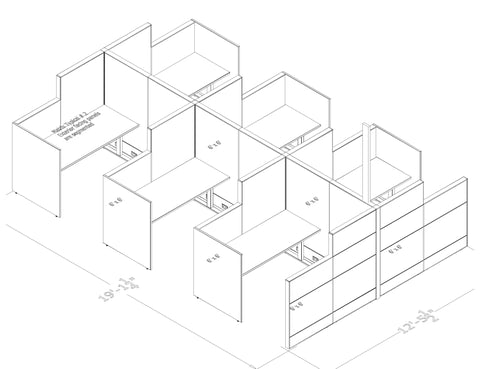 AIS Matrix 6 Pack 6x6 Adjustible Height Workstations