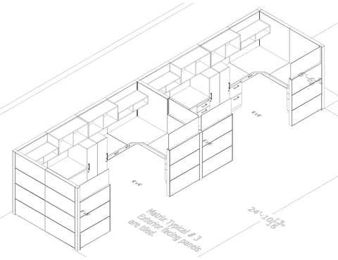 AIS Matrix 6 Pack 6x6 Fully Loaded Workstations